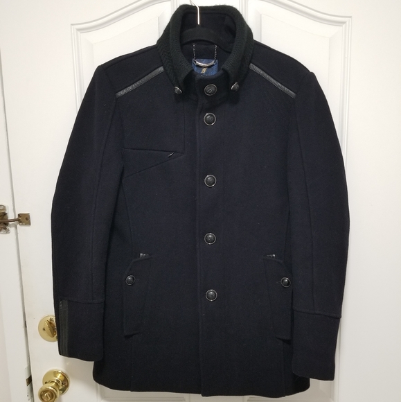 Faboer Womens Sz. 50 Peacoat US Sz. M Black Wool - Picture 1 of 16